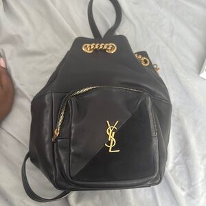 Yves Saint Laurent Black and Gold Mini Backpack